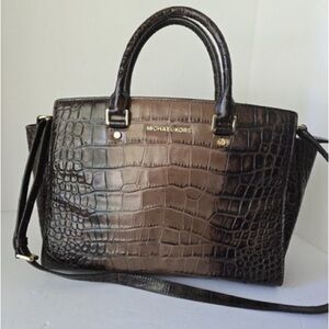Michael Kors Dark Brown Crocodile Satchel